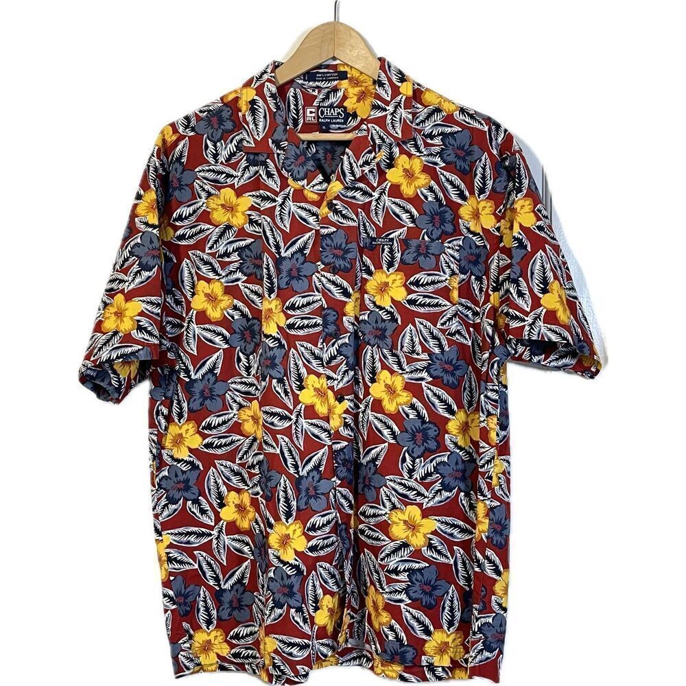 Vintage Chaps Ralph Lauren Hawaiian Shirt Short Sleeve Cotton Men’s Size XL